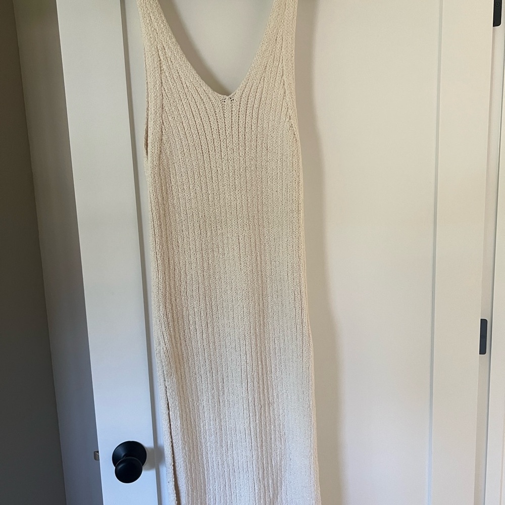 Free People Cream Knit Sleeveless Dress